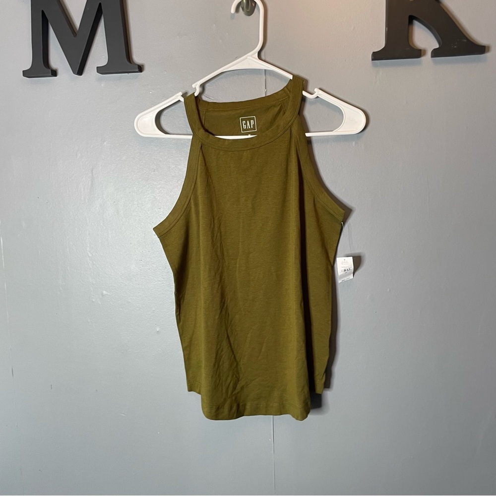 GAP Olive Green Women's High Neck Tank Top size medium NWT